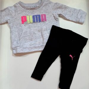 Puma Kids Black Leggings and Gray Sweatshirt Set NEW